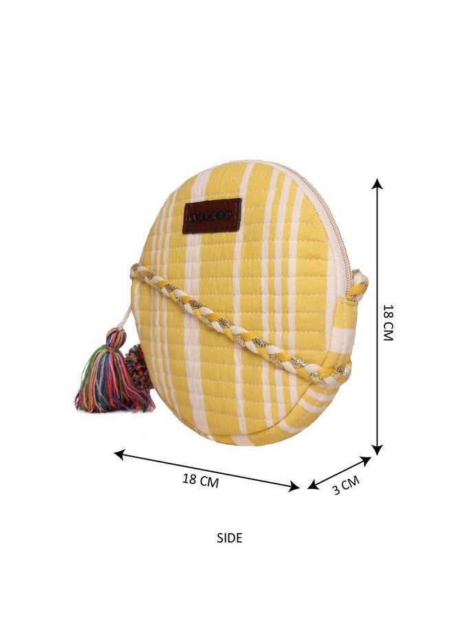 ASTRID Round Quilted Sling Bag For Girls (yellow) - Image 3